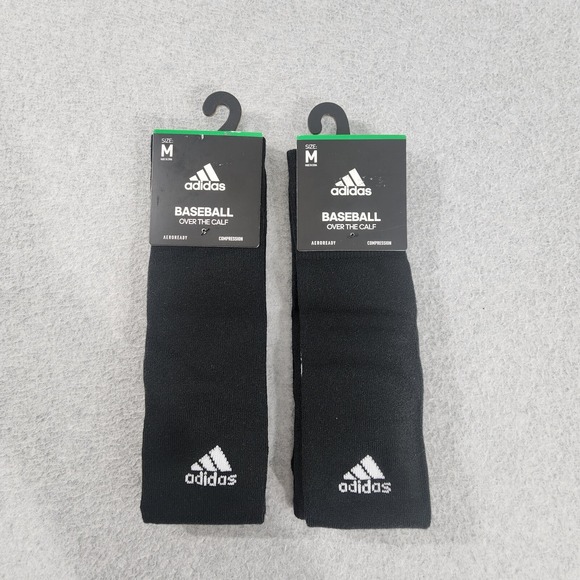 adidas Other - Adidas 2 Pairs Baseball Socks Over the Calf Mens M Black Aeroready Compression